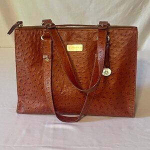 Brahmin chestnut brown ostrich leather bag